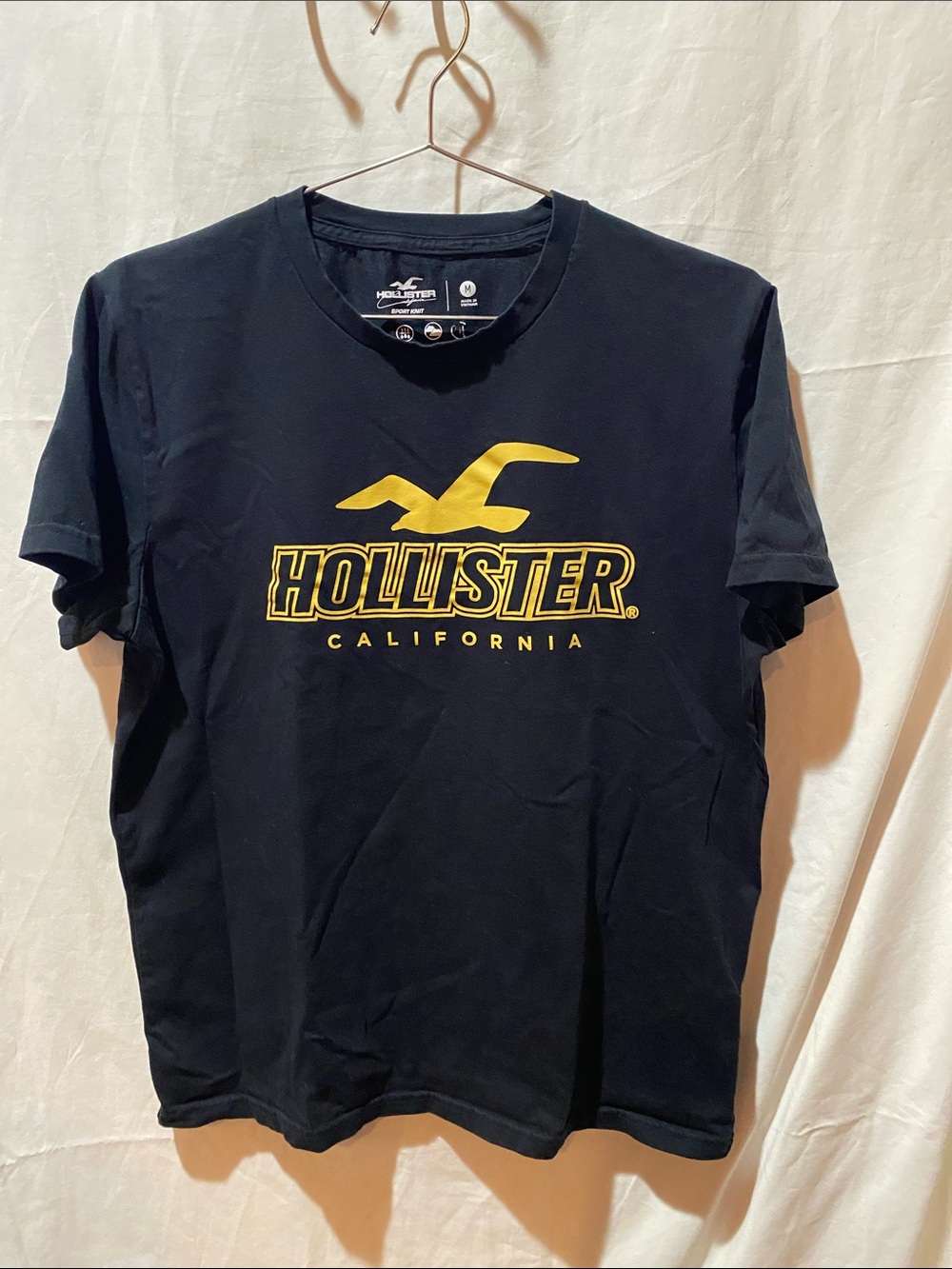 Hollister Black Short Sleeve Tee with Yellow Logo